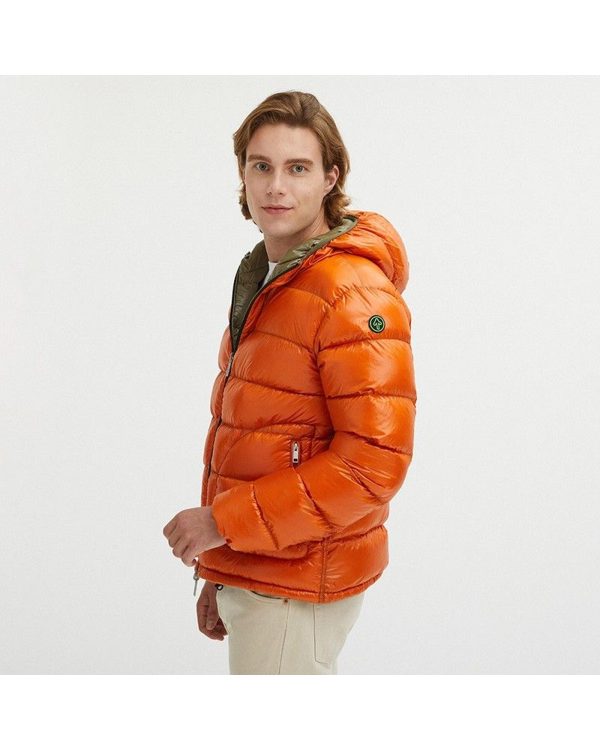 Reversible Goose Down Padded Jacket with Front Zip Closure – L