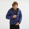 Reversible Hooded Jacket with Zip Closure and Duck Feather Padding – M