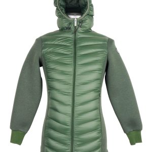 Womens Long Down Jacket with Hood Dark Green M Women