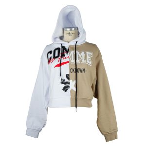 Comme des Fuckdown Two-Tone Hooded Sweatshirt with Graphic Print S Women