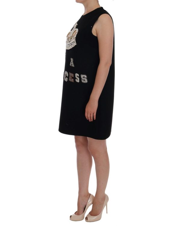 Black Wool Crystal I AM A PRINCESS Dress – 44 IT