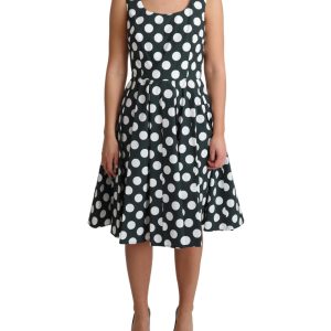 Dolce & Gabbana Sleeveless A-Line Dress with Polka Dots 42 IT Women