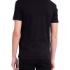 Black Cotton T-Shirt with Blue Vertical Print – L