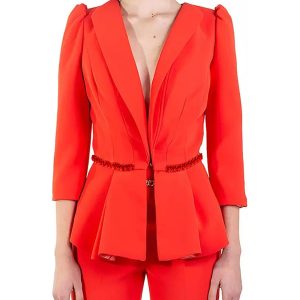 Elisabetta Franchi Crepe Jacket with Decorative Waist Chain 38 IT Women