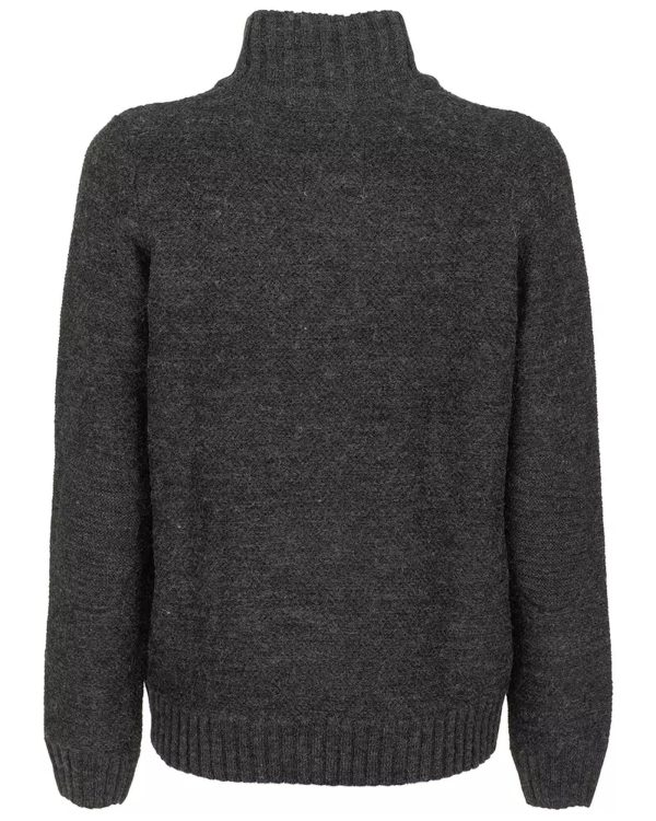 Acrylic Blend Sweater with Button Closure and Zip Up – L