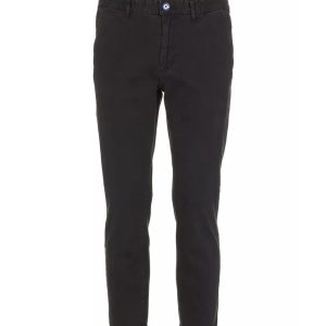 Four-Pocket Cotton Pants with Zipper and Button Closure Men