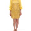 Yellow Lace Crystal Sheath Dress by Dolce & Gabbana 38 IT Women