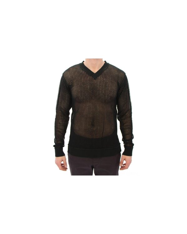 Dark Green Knitted Long Arm Sweater 46 IT Men