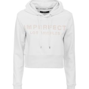 White Hoodie with Rhinestone Logo XS Women