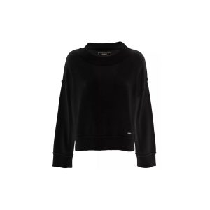 Wool Blend Crew Neck Sweater with Ribbed Details S Women