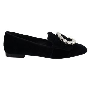 Black Crystal-Embellished Dolce & Gabbana Loafers 37.5 EU Women