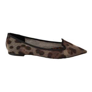 Leopard Print Loafers with Pointed Toe and Leather Insole 39 EU Women