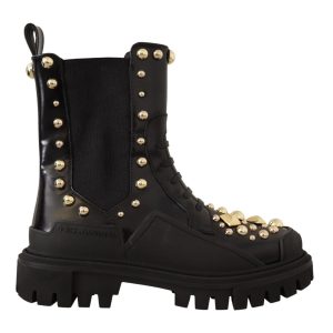 Gorgeous Dolce & Gabbana Womens Embroidered Combat Boots 36 EU Women