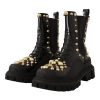 Gorgeous Dolce & Gabbana Womens Embroidered Combat Boots 36 EU Women