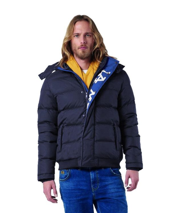 Mens Nylon Sports Jacket with Hood and Water-Repellent Surface Treatment – L