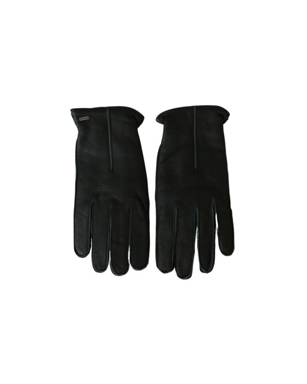 100% Authentic Dolce & Gabbana Black Biker Gloves – Leather 10 Men