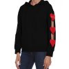 Cotton Sweatshirt with Hood and Embroidered Hearts – 42 IT