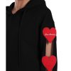 Cotton Sweatshirt with Hood and Embroidered Hearts – 42 IT