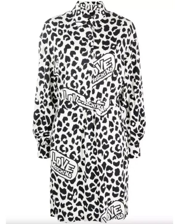 Love Moschino Leopard Texture Logo Dress – 42 IT