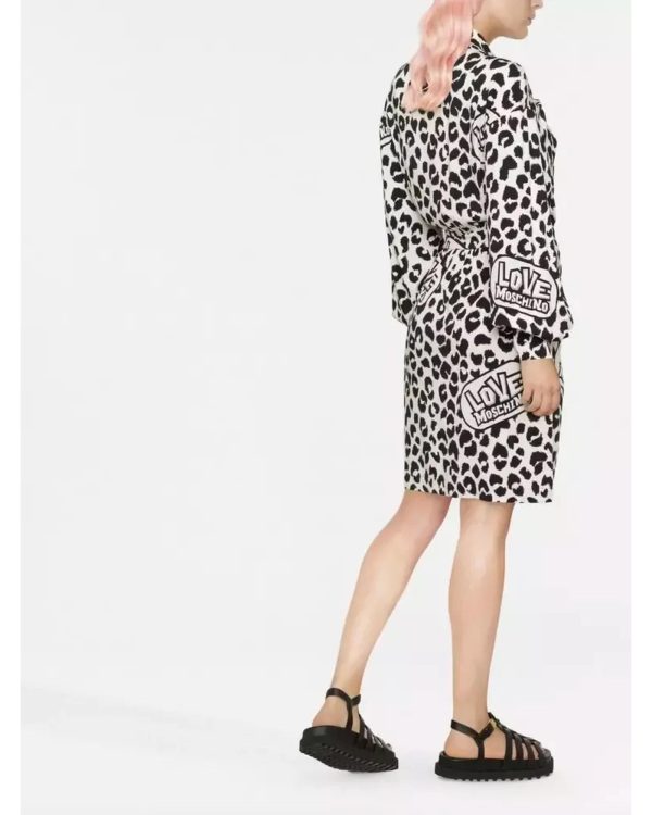 Love Moschino Leopard Texture Logo Dress – 42 IT