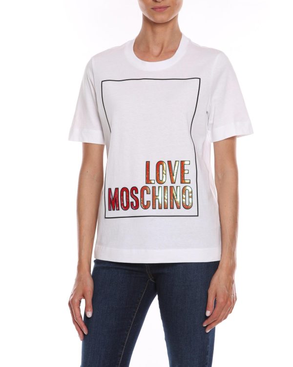 Embossed Logo Cotton T-Shirt by Love Moschino – 44 IT