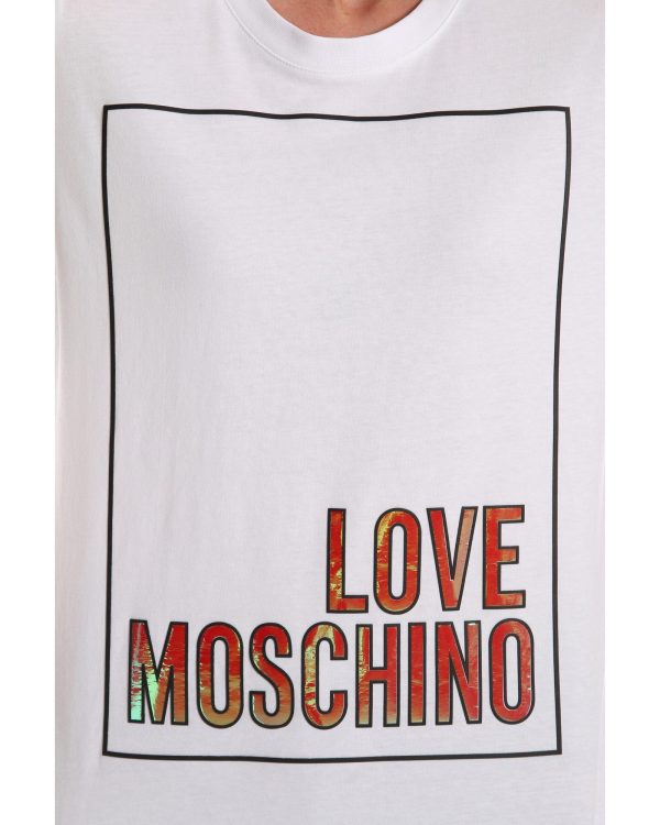 Embossed Logo Cotton T-Shirt by Love Moschino – 44 IT