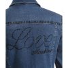 Cotton Denim Jacket with Button Closure and Decorative Beads 44 IT Women