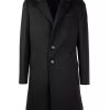 Loro Piana Mens Black Coat with Front Button Closure and Slanted Side Pockets 52 IT Men