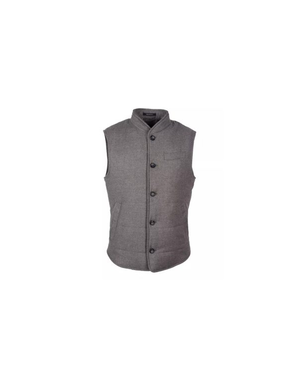 Woven Wool Cashmere Vest with Button Closure and Multiple Pockets – 48 IT