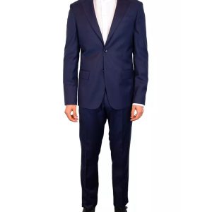 Blue Wool Suit with 2-Button Jacket and Pants 50 IT Men