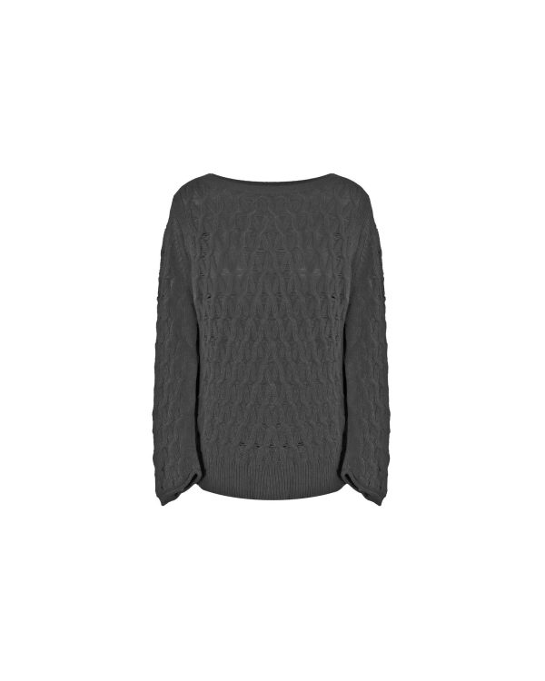 Boat Neck Wool and Cashmere Sweater with Rhombus Patterns – L