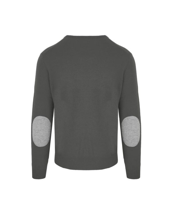 Luxury Anthracite Wool and Cashmere Round Neck Sweater – 3XL