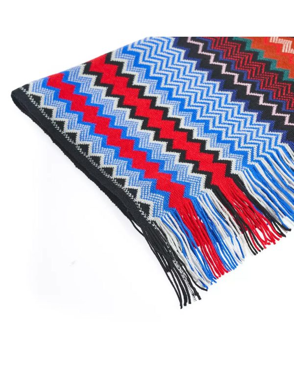 Geometric Pattern Fringed Scarf One Size Women