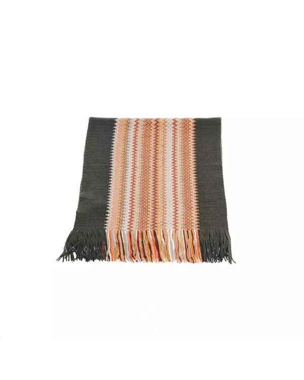 Geometric Pattern Fringed Scarf with Vibrant Colors One Size Men