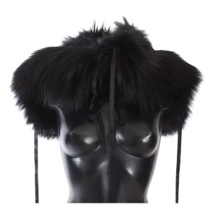 Dolce & Gabbana Black Fox Fur Shoulder Wrap Women