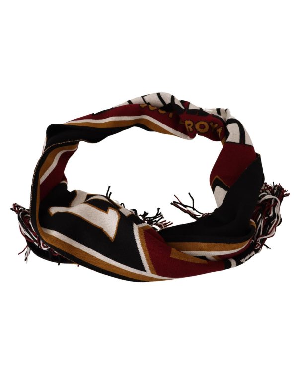 Dolce & Gabbana Multicolor Wool Scarf with DG King Lettering and Crown One Size Men