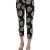 Gorgeous Dolce & Gabbana Black Palm Leaf Print Skinny Capri Pants 38 IT Women