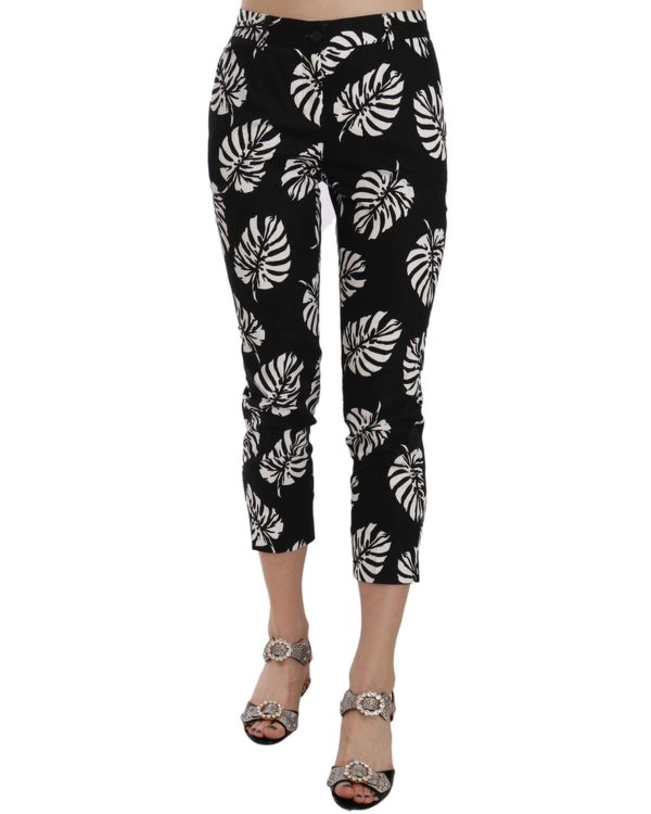 Gorgeous Dolce & Gabbana Black Palm Leaf Print Skinny Capri Pants 38 IT Women