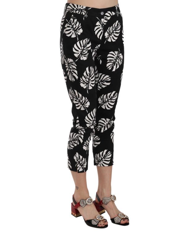 Gorgeous Dolce & Gabbana Black Palm Leaf Print Skinny Capri Pants 38 IT Women