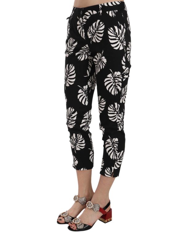 Gorgeous Dolce & Gabbana Black Palm Leaf Print Skinny Capri Pants 38 IT Women