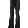 Mid Waist Flared Denim Casual Pants with Logo Details – W25 US