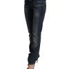 Low Waist Skinny Denim Jeans with Logo Details and Zipper Closure W26 US Women