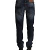 Low Waist Skinny Denim Jeans with Logo Details and Zipper Closure W26 US Women