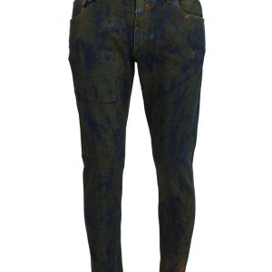 New Dolce & Gabbana Skinny Denim Pants with Logo Details Men