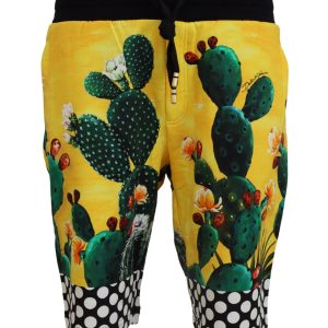 Authentic Dolce & Gabbana Multicolor Cactus Print Sweat Shorts Men