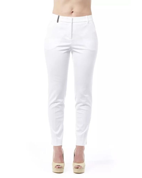 High Waist Slim Fit Trousers with Front and Back Pockets and Zip Closure – 38 IT