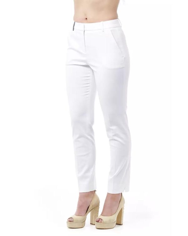 High Waist Slim Fit Trousers with Front and Back Pockets and Zip Closure – 38 IT