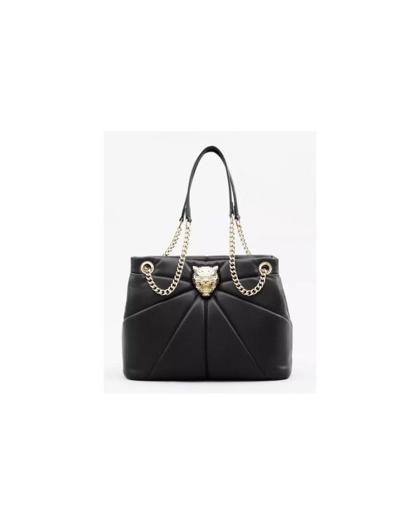 Plein Sport Faux Leather Tote with Gold Hardware and Tiger Bezel One Size Women