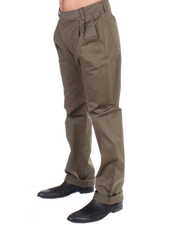 Green Cotton Stretch Pants with Logo Details 48 IT Men