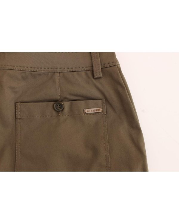 Green Cotton Stretch Pants with Logo Details 48 IT Men